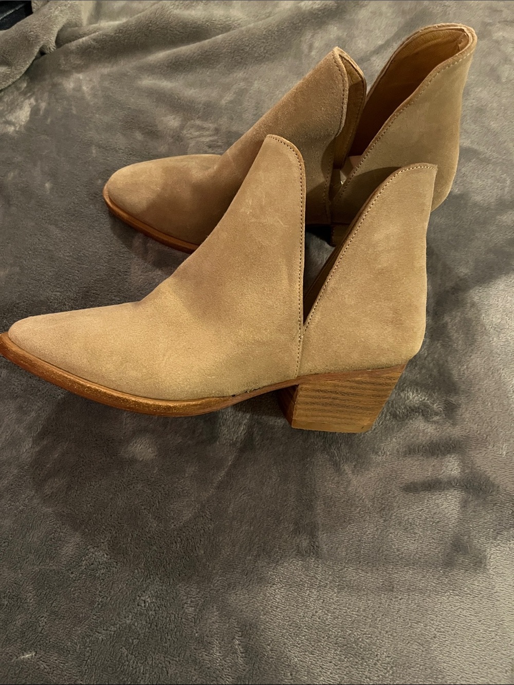 Free People Suede Ankle Booties in Light Tan